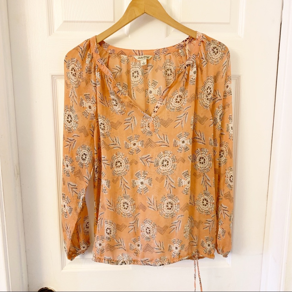 Lucky Brand | Long Sleeve Peach Top | Large